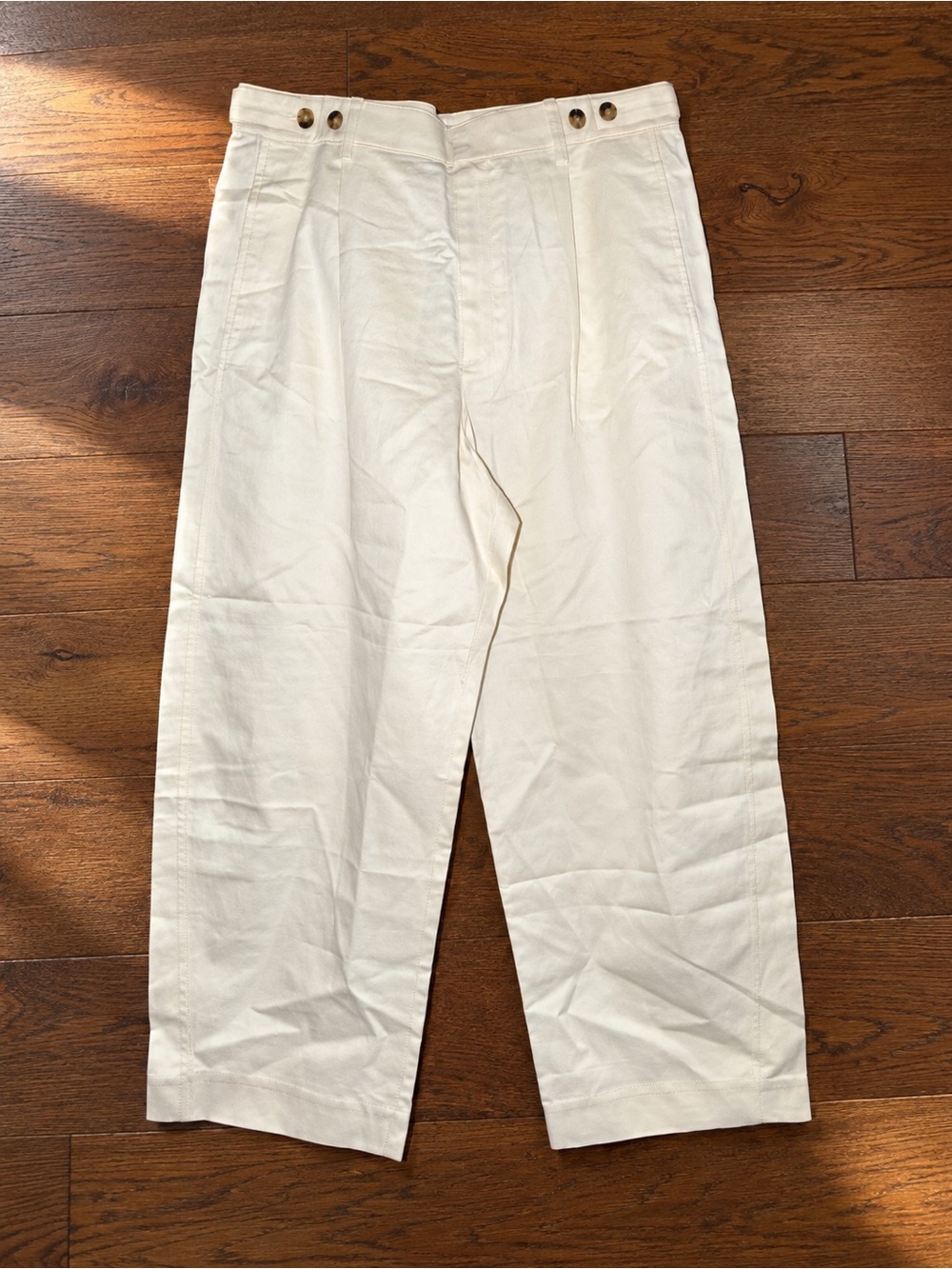 Madewell Cream Barrel-Leg Trouser in Drapey Twill Sz 14 NWT